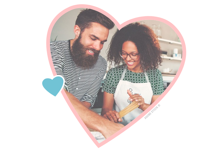 Couple cooking together