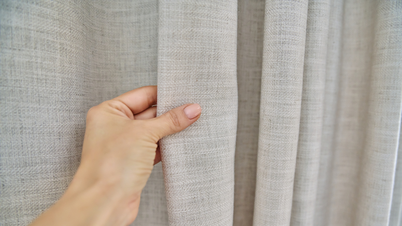 Curtains installed to block sunlight and keep a room cooler