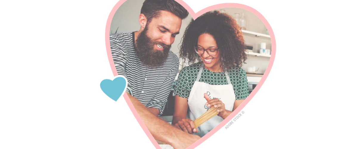 Couple cooking together