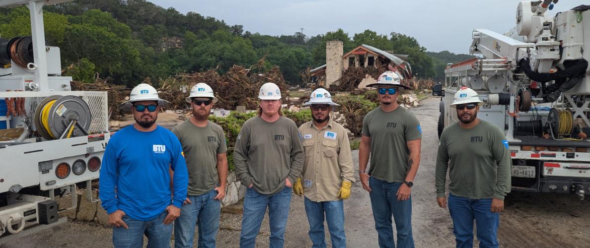 Group photo of BTU linemen that responded to floods in the Texas Hill Country